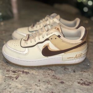 Nike Air Force 1 Beige and Brown Sneakers
